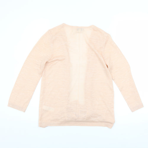 Monsoon Womens Beige Knit Open Cardigan S 3/4 Sleeve Acrylic Linen