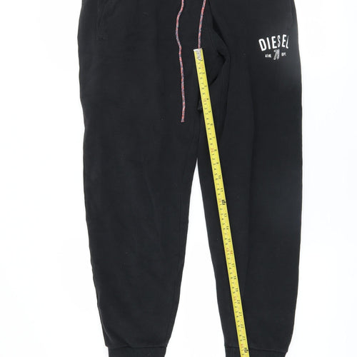Diesel Men’s Black Fleece Jogger Trousers Size M Regular Fit
