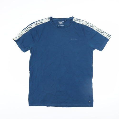Diesel Men Blue Crew Neck Regular Fit Short Sleeve T-Shirt Size M