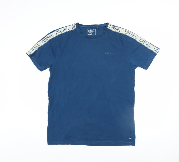 Diesel Men Blue Crew Neck Regular Fit Short Sleeve T-Shirt Size M