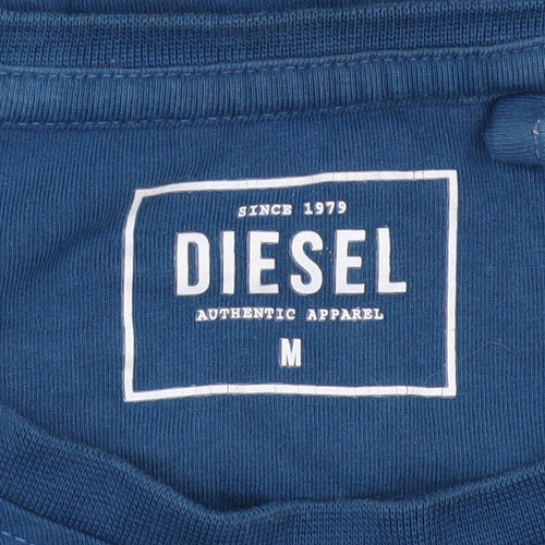 Diesel Men Blue Crew Neck Regular Fit Short Sleeve T-Shirt Size M