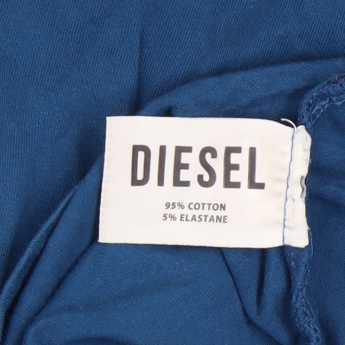 Diesel Men Blue Crew Neck Regular Fit Short Sleeve T-Shirt Size M