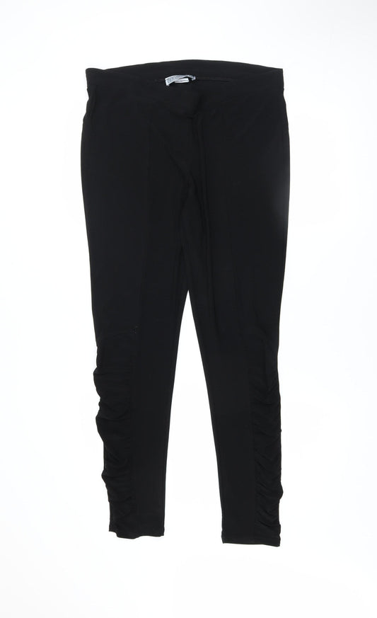 Deca Women Black Ruched Stretch Leggings Size 14