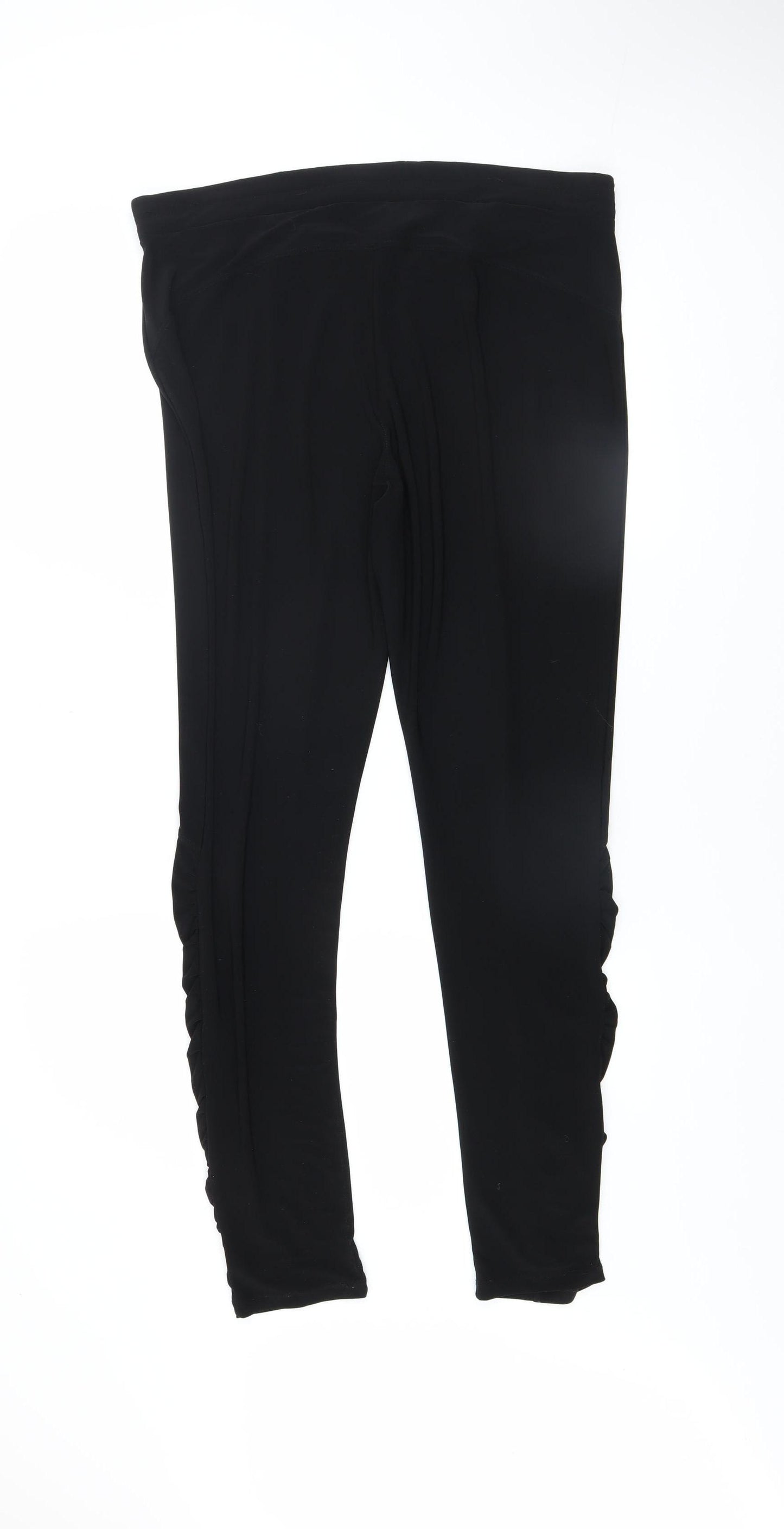 Deca Women Black Ruched Stretch Leggings Size 14