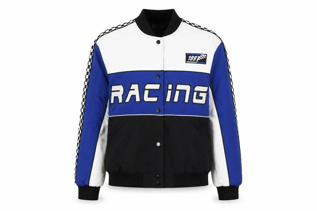 Front view of Primark Women’s Blue Racing Varsity Jacket XS Polyester