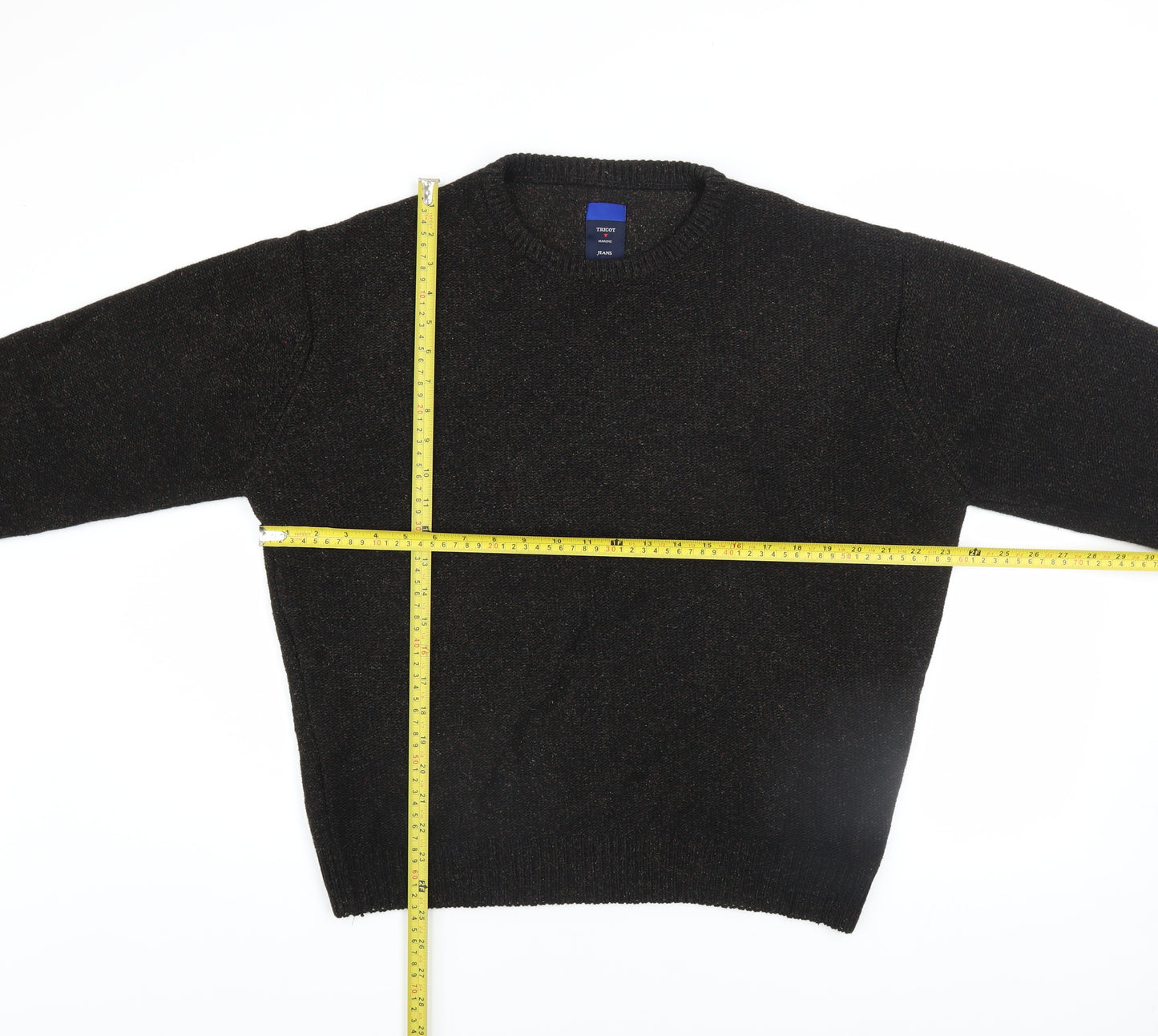 Tricot Marine Jeans Men's Black XL Crew Neck Wool Blend Jumper