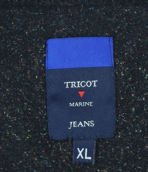 Tricot Marine Jeans Men's Black XL Crew Neck Wool Blend Jumper