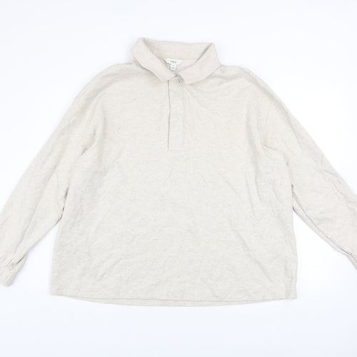 Marks and Spencer Men's Beige 2XL Henley Cotton Sweatshirt