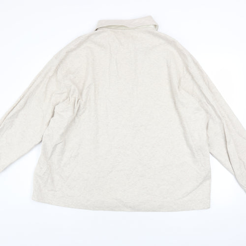 Marks and Spencer Men's Beige 2XL Henley Cotton Sweatshirt