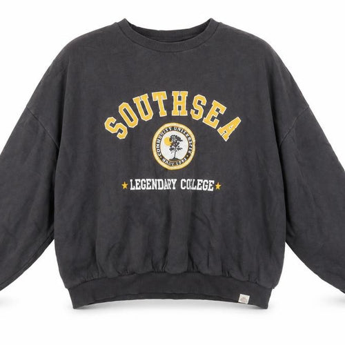 Pull&Bear Womens Black Southsea Graphic Pullover Sweatshirt L