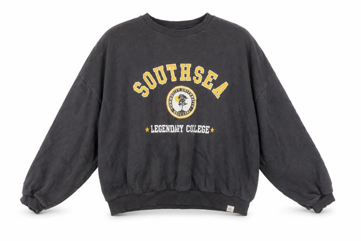 Pull&Bear Womens Black Southsea Graphic Pullover Sweatshirt L