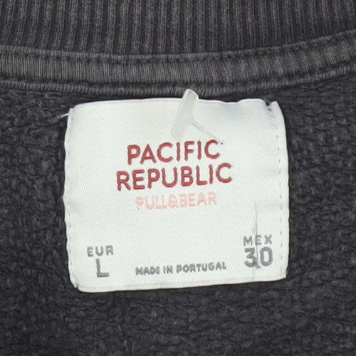 Pull & Bear Womens Black Southsea Graphic Pullover Sweatshirt L