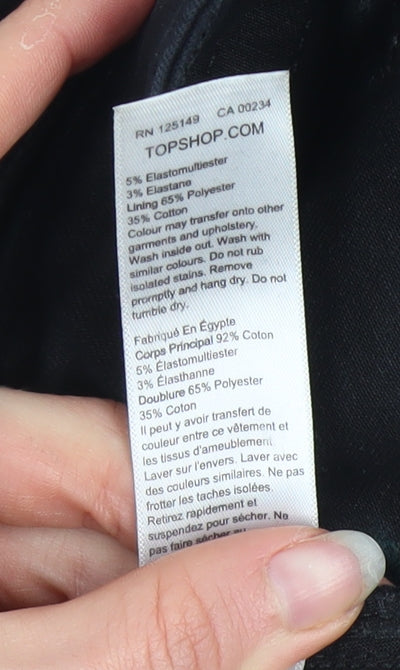Topshop Women's Black High Rise Skinny Jeans Size 8 Regular