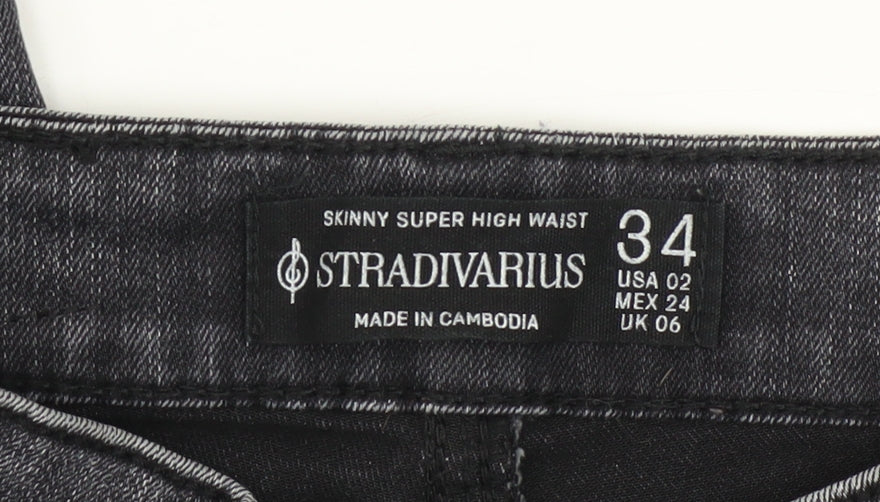 Stradivarius Women’s Grey High Waist Skinny Jeans UK 6