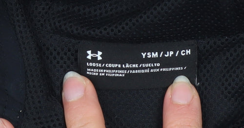 Under Armour Boys Black Hooded Windbreaker Jacket 7-8 Years Polyester