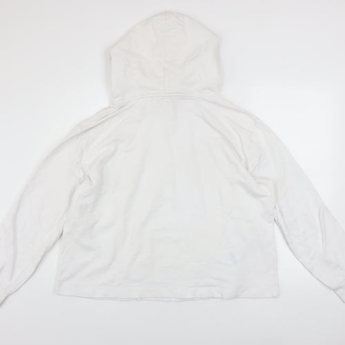 GAP Women White L Pullover Hoodie Logo Print 90% Cotton Casual