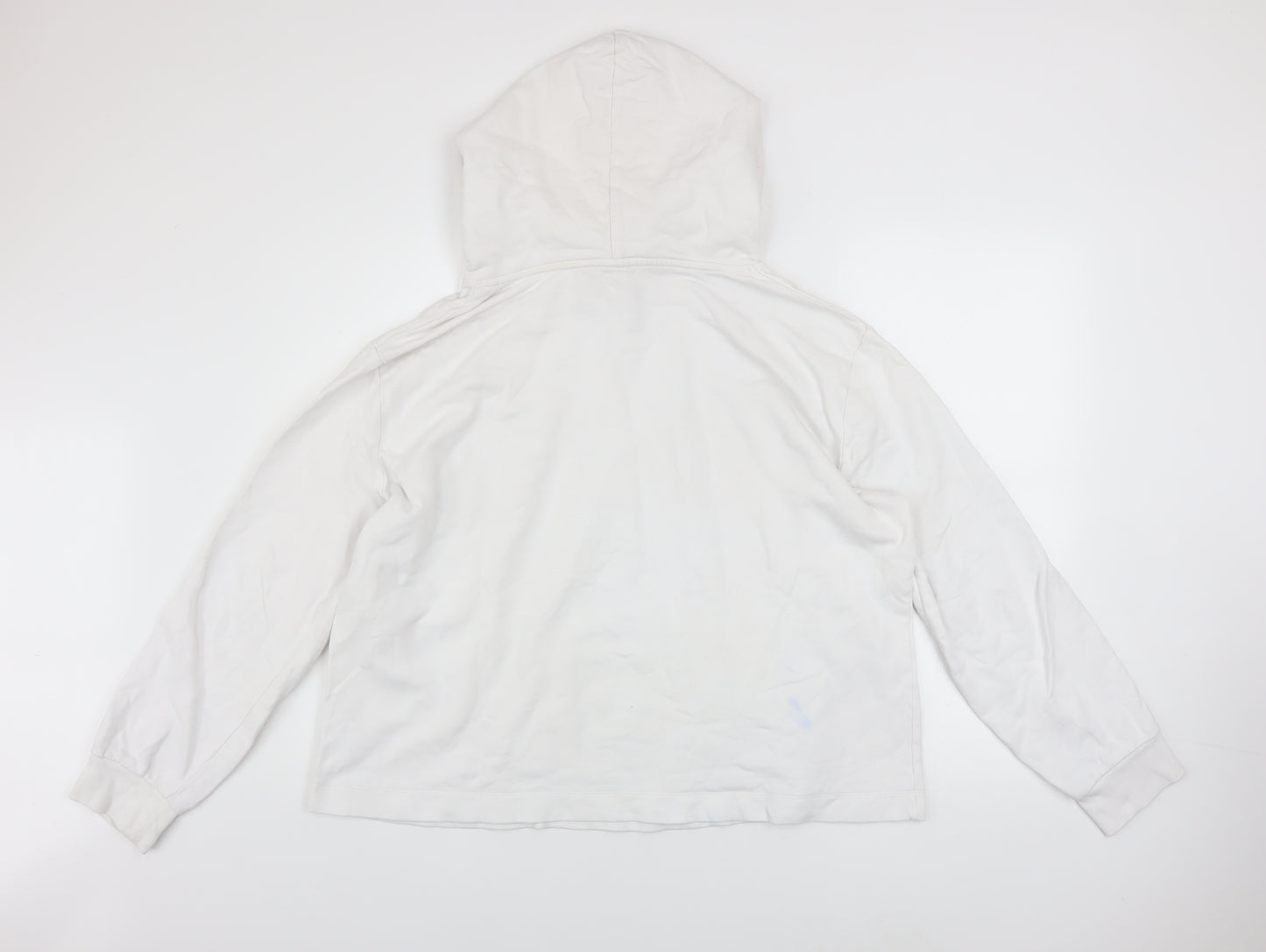 GAP Women White L Pullover Hoodie Logo Print 90% Cotton Casual