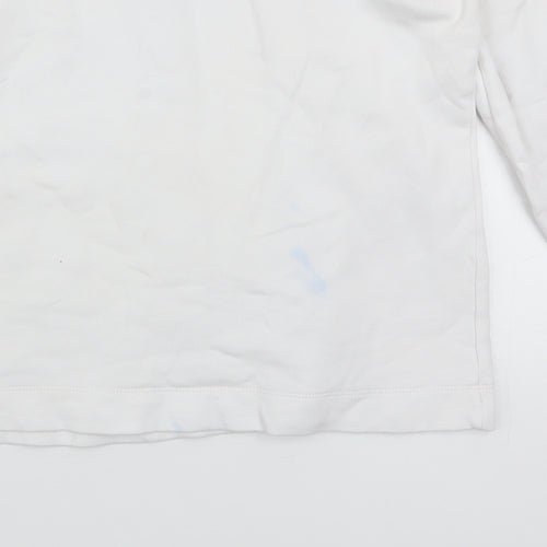 GAP Women White L Pullover Hoodie Logo Print 90% Cotton Casual