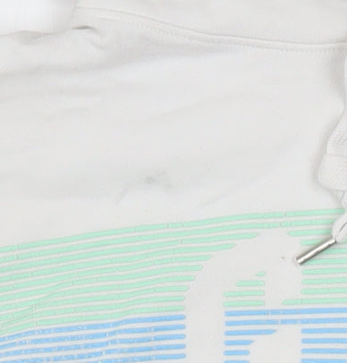 GAP Women White L Pullover Hoodie Logo Print 90% Cotton Casual