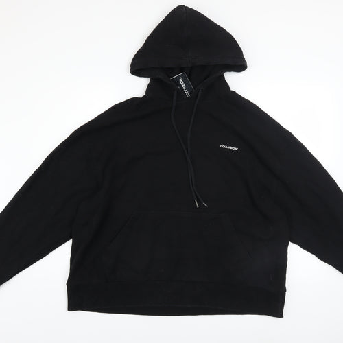 Collusion Men's Black Graphic Pullover Hoodie Size M