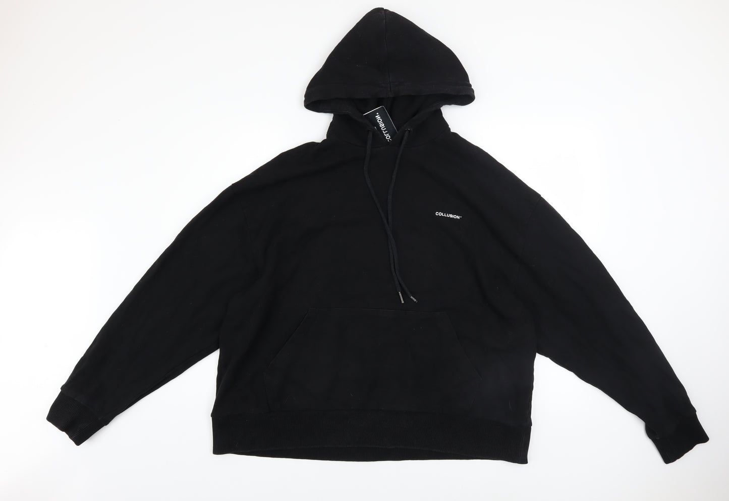 Collusion Men's Black Graphic Pullover Hoodie Size M