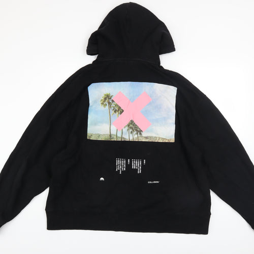 Collusion Men's Black Graphic Pullover Hoodie Size M