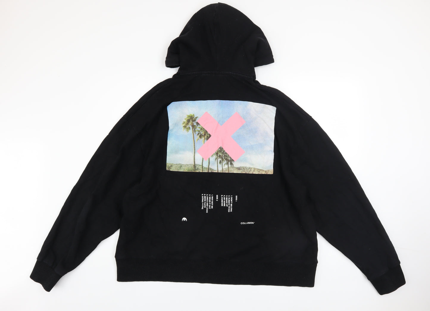 Collusion Men's Black Graphic Pullover Hoodie Size M
