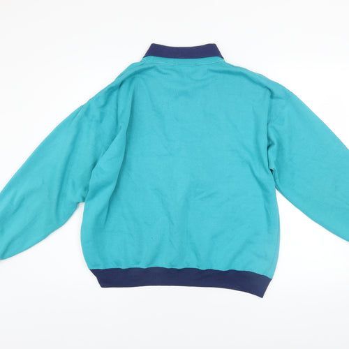 Vintage Superstar Trekker Teal Sweatshirt Women M Collared Graphic Pullover