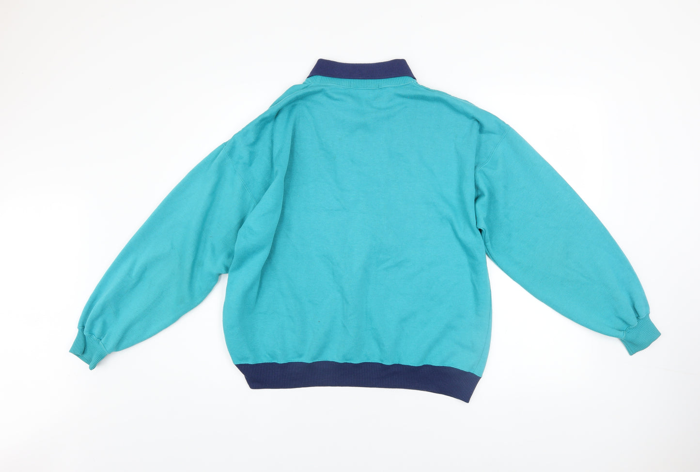 Vintage Superstar Trekker Teal Sweatshirt Women M Collared Graphic Pullover