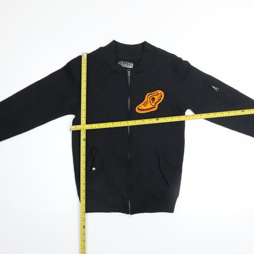 Respect Boys Black Quilted Bomber Jacket 12-13 Years Full Zip Cotton Blend