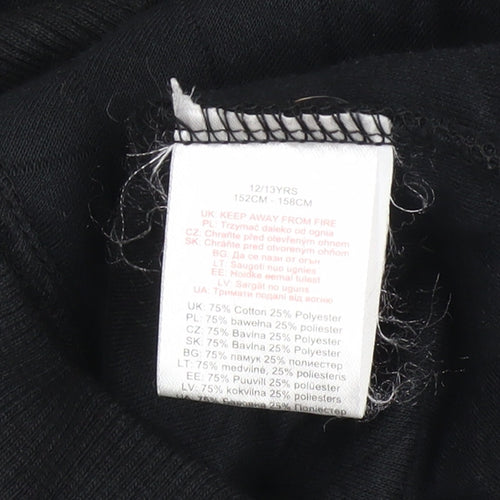 Respect Boys Black Quilted Bomber Jacket 12-13 Years Full Zip Cotton Blend