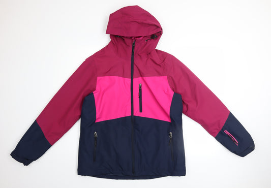 Crivit Women’s Pink & Navy Waterproof Ski Jacket Size 12 Hooded