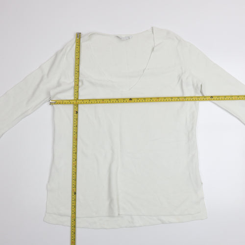 The White Company Women’s White Cotton V-Neck Tunic Jumper Size 10