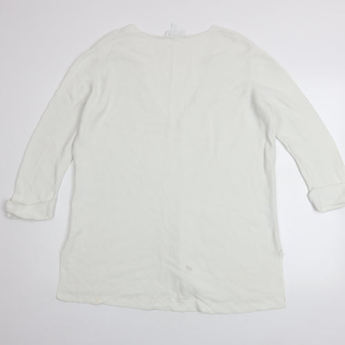 The White Company Women’s White Cotton V-Neck Tunic Jumper Size 10