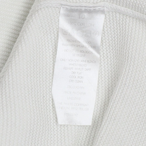 The White Company Women’s White Cotton V-Neck Tunic Jumper Size 10