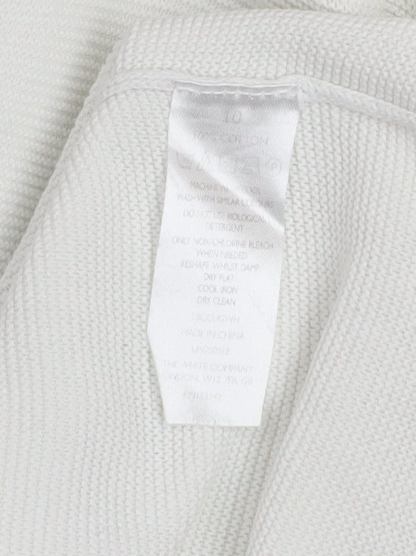 The White Company Women’s White Cotton V-Neck Tunic Jumper Size 10