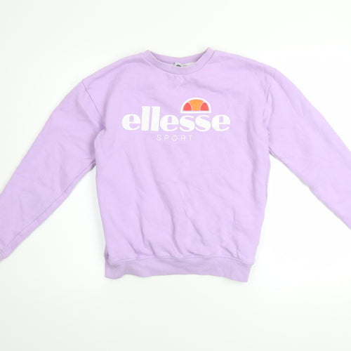 Ellesse Women's Purple Logo Crew Neck Sweatshirt UK 8