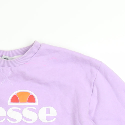 Ellesse Women's Purple Logo Crew Neck Sweatshirt UK 8