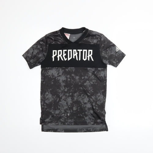 Adidas Boys Black Predator T-Shirt 9-10 Years Short Sleeve Sports Top