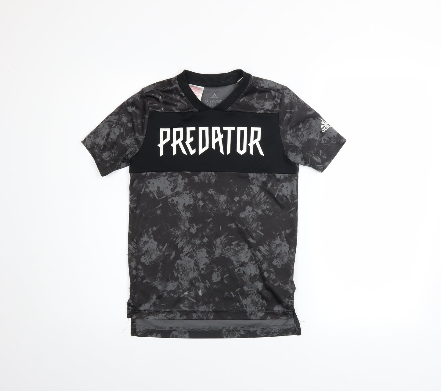 Adidas Boys Black Predator T-Shirt 9-10 Years Short Sleeve Sports Top