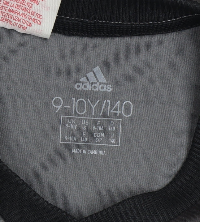 Adidas Boys Black Predator T-Shirt 9-10 Years Short Sleeve Sports Top