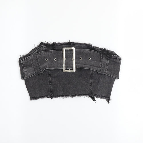 Missguided Womens Black Cropped Denim Bustier Top UK 10