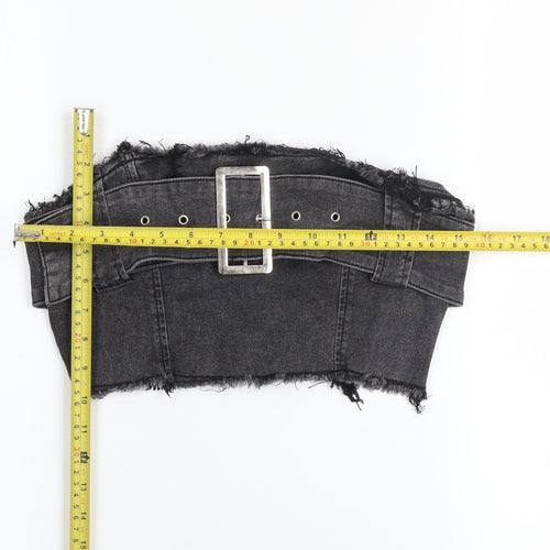 Missguided Womens Black Cropped Denim Bustier Top UK 10