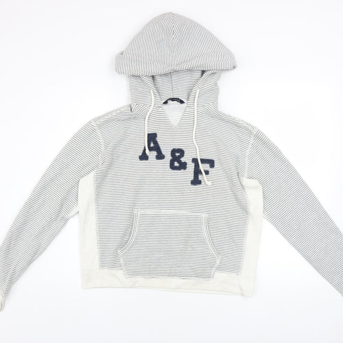 Abercrombie & Fitch Womens White Striped Pullover Hoodie Size S