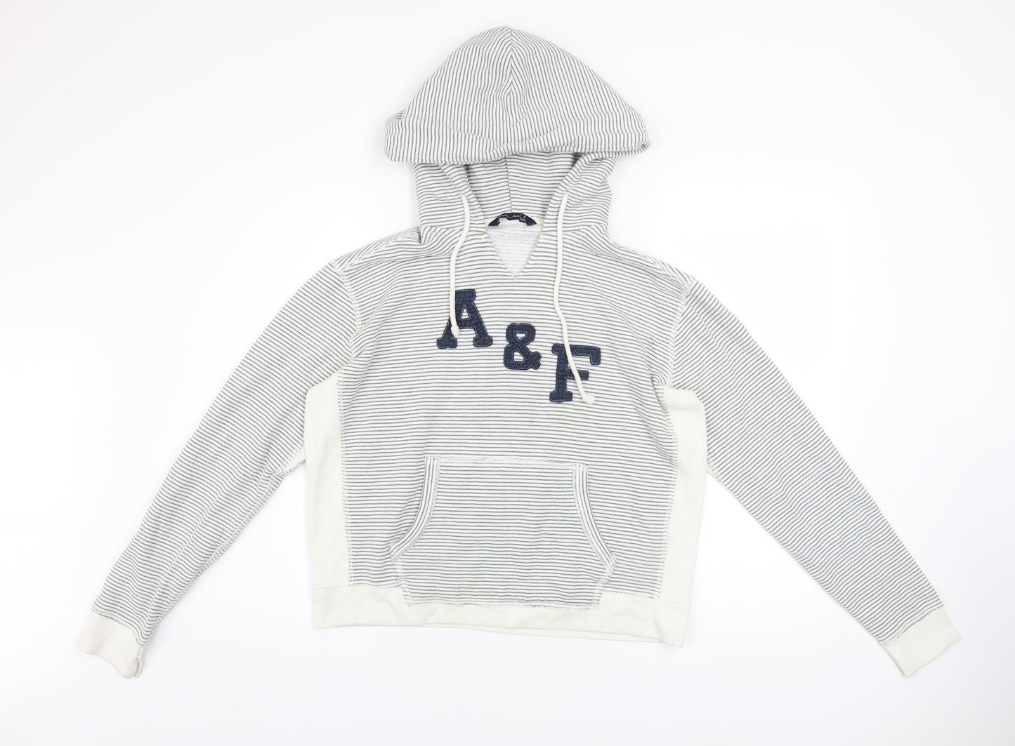 Abercrombie & Fitch Womens White Striped Pullover Hoodie Size S