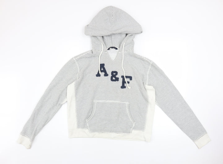 Abercrombie & Fitch Womens White Striped Pullover Hoodie Size S