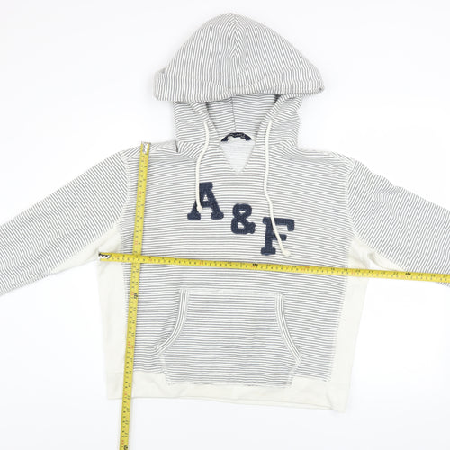 Abercrombie & Fitch Womens White Striped Pullover Hoodie Size S