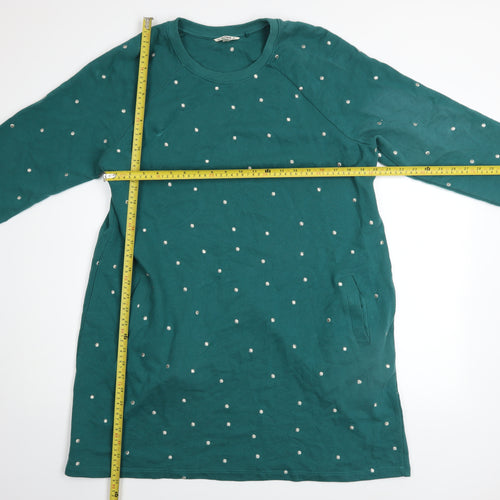 FatFace Women's Green Beaded Long Sleeve Shift Dress Size 18