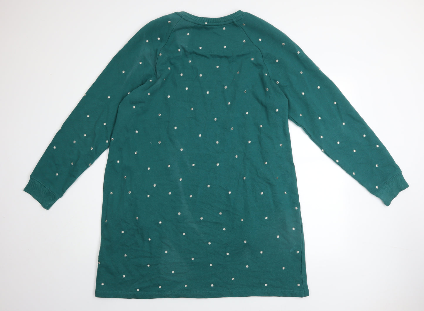 FatFace Women's Green Beaded Long Sleeve Shift Dress Size 18