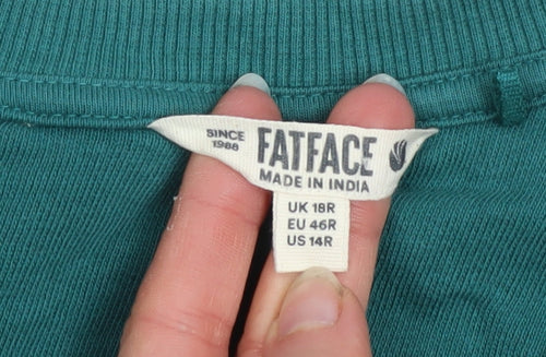FatFace Women's Green Beaded Long Sleeve Shift Dress Size 18